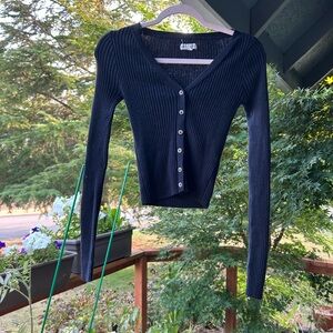 Black Ribbed Cardigan